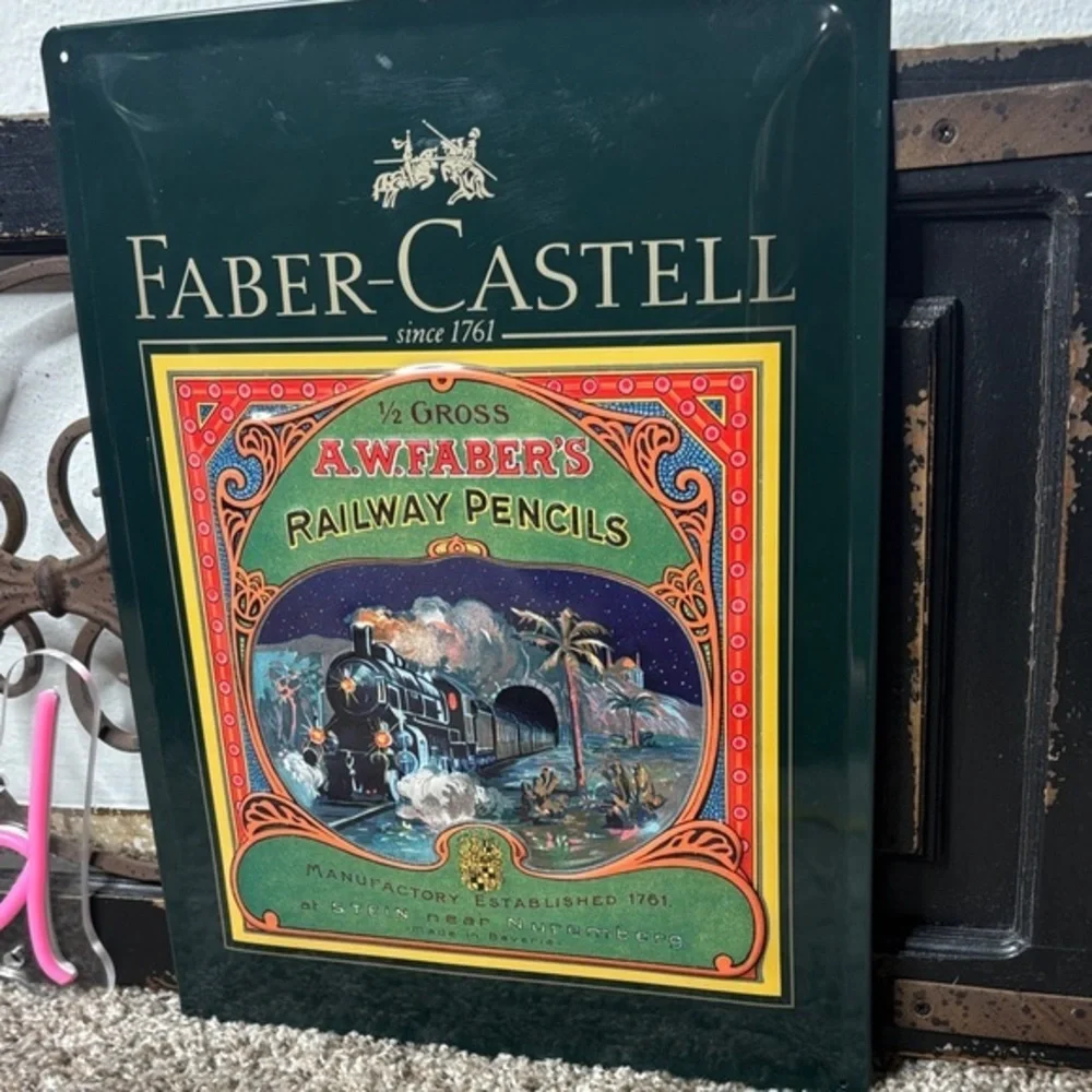 Faber-Castell metal sign vintage artwork for A.W. Faber's Railway Pencils